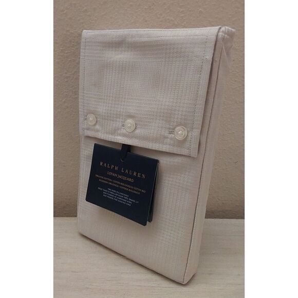Ralph Lauren LOVAN JACQUARD 100% Organic Cotton Two King Pillowcases PLATINUM - Picture 3 of 8